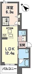 クオリスタ柏東 1LDKの間取図画像