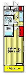 ソフィアフルール2 1Kの間取図画像