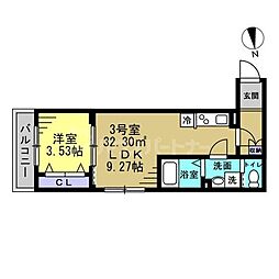 ルーブル柏若葉町 1LDKの間取図画像