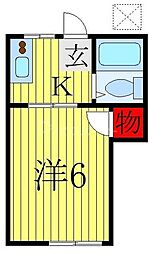 パナハイツルネッサンス 1Kの間取図画像