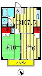 ムカイヒロ弐番館 2DKの間取図画像