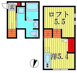 ライゼストケーオークス ワンルームの間取図画像