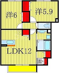 グレイスヒル 2LDKの間取図画像