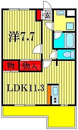 St.Wish 1LDKの間取図画像