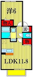 ルミエール参番館 1LDKの間取図画像
