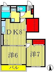 フレスクーラ 2DKの間取図画像