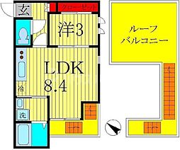 グランティック柏 1LDKの間取図画像