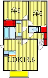 ポルトボヌールA 2LDKの間取図画像