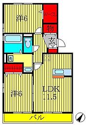 カシータ1 2LDKの間取図画像