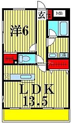 アリビオ 1LDKの間取図画像