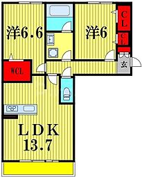 ソレイユ 2LDKの間取図画像