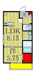 アルベロ柏 1LDKの間取図画像