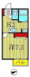 グレース明原 1Kの間取図画像
