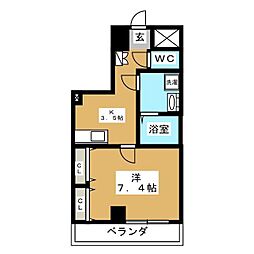 TMスクエア 8階1Kの間取り