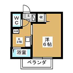SRコーポA棟 1Kの間取図画像