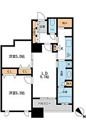 メトロタワー山下町 2LDKの間取図画像