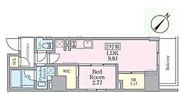 プライムブリス横濱関内 1SLDKの間取図画像