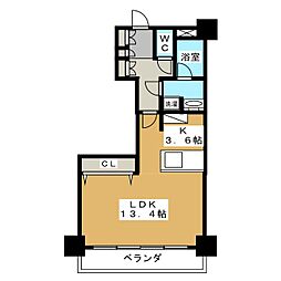 OceanTower ワンルームの間取図画像