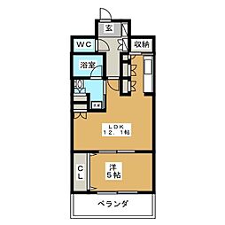 メトロタワー山下町 1LDKの間取図画像