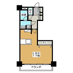 OceanTower ワンルームの間取図画像