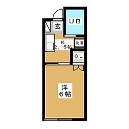 バニヤンツリー西中町 1Kの間取図画像