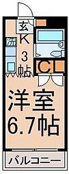 ハイネス宮腰 3階1Kの間取り