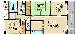 エクセル山本 2階3LDKの間取り