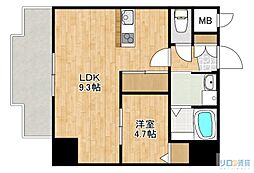 ONLYONEキセラタウン 2階1LDKの間取り
