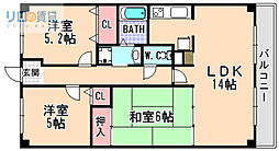 ラルジュ宝塚 3LDKの間取図画像