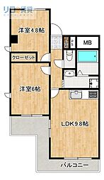 メゾンボヌール 2LDKの間取図画像
