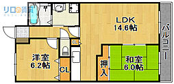 ボヌール宝塚 2LDKの間取図画像