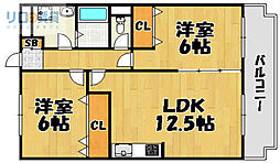 ガーデンハイツ 2LDKの間取図画像