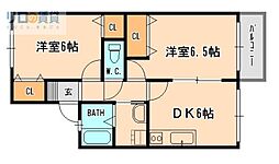 紅葉ガ丘フォーテック1 2DKの間取図画像