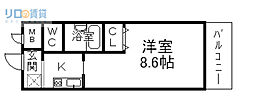 アミティ宝塚 1Kの間取図画像