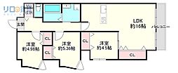 光栄ハイツ伊丹 4LDKの間取図画像