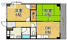 エミネンス宝塚 2DKの間取図画像