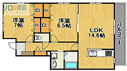 リゾ宝塚 2LDKの間取図画像