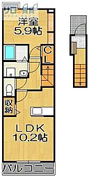 アンジュ宝塚 1LDKの間取図画像