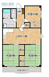 寿楽アビタシオン 3LDKの間取図画像