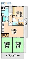 イスズハイツベル南野 3DKの間取図画像