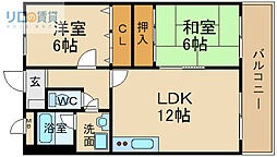 ル・エスト宝塚 2LDKの間取図画像