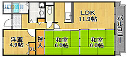 インペリアル樋ノ口 3LDKの間取図画像