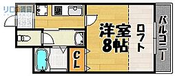 ハッピーハウス川西 1Kの間取図画像