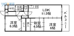 ボナミ田中マンションパート2 3LDKの間取図画像