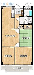 ローズハイツ宝塚 3LDKの間取図画像