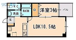 アザリア山本駅前 1LDKの間取図画像