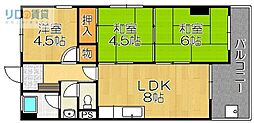宝塚グリーンハイツ 3LDKの間取図画像