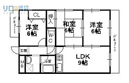 ウイステリア宝塚 3LDKの間取図画像