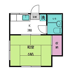 タマハイツ 2階1Kの間取り