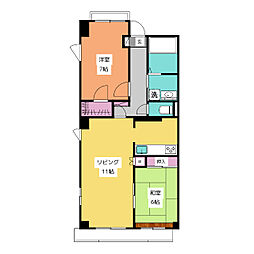 溝口ビル 4階2LDKの間取り